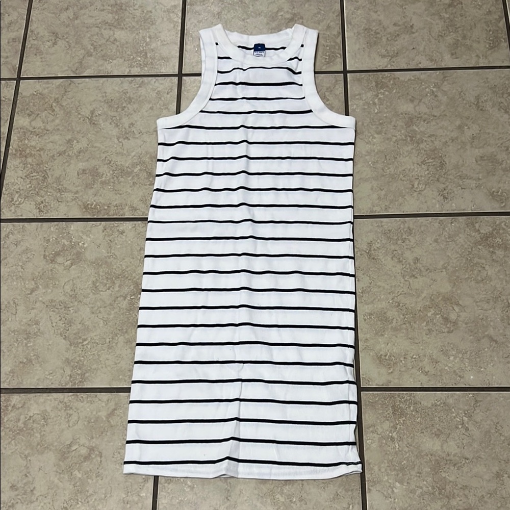 White and Black Striped Tank Dress